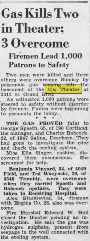 Iris Theatre - June 1945 Gas Kills 2 At Iris